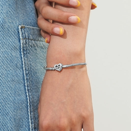 Gnoce Love Mom Basic Snake Chain Bracelet Platinum-plated Silver Blend_6