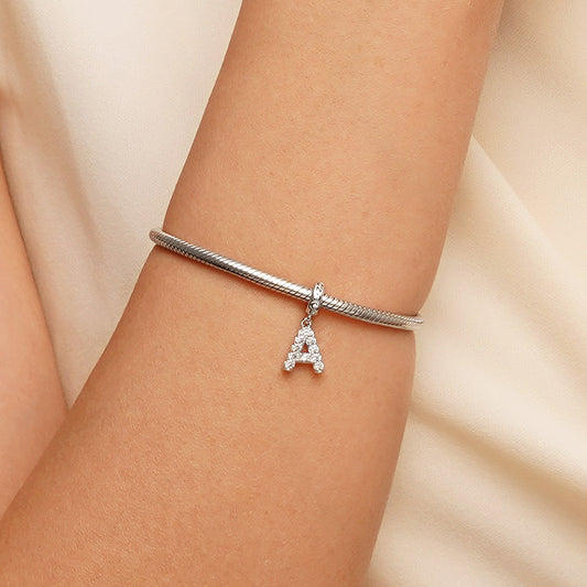 Gnoce Initial Letters Personalized Birthstone Gift Charm Platinum-plated Silver Blend_6