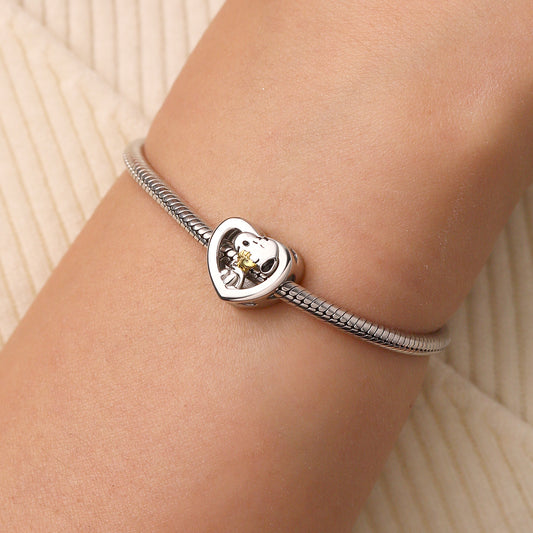 Gnoce Snoopy Hugs Woodstock Personalized Photo Heart Charm_5