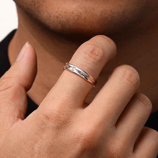 Gnoce Silver Cubic Zirconia Men's Band_5