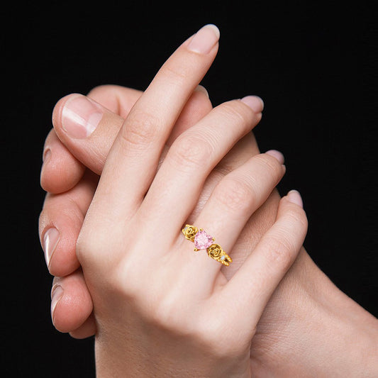 Gnoce Heart Rose Flower Engagement Ring_7