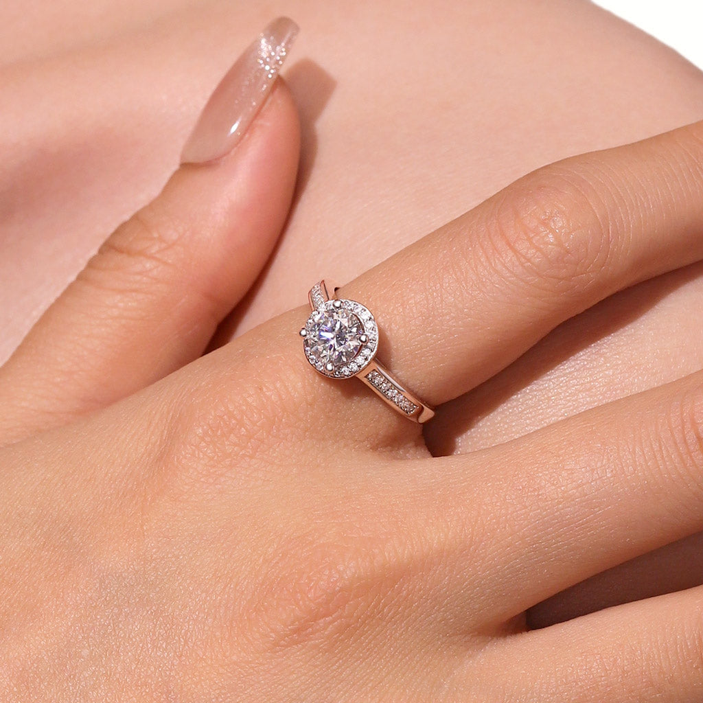 Gnoce Shiny Round Halo 925S & VVS Moissanite Engagement Ring_6