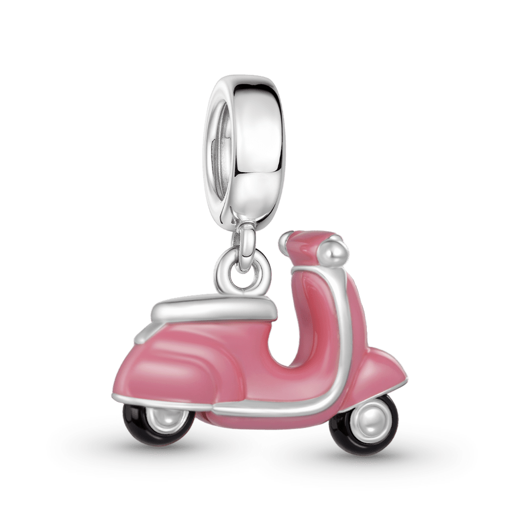 Gnoce Pink Motorcycle Charm Platinum-plated Silver Blend_5