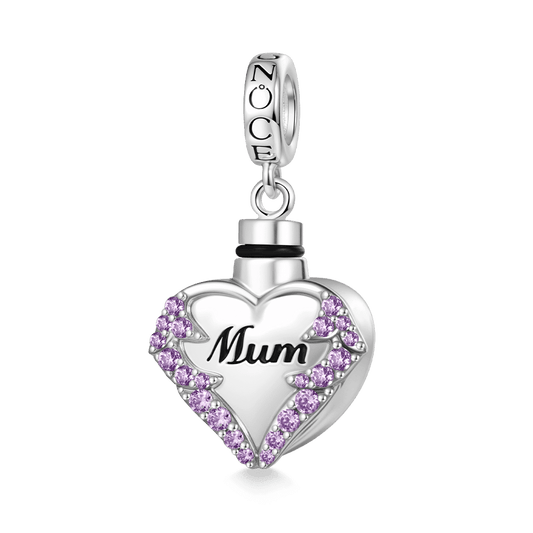 Gnoce Heart Urn Ashes Birthstone Charm Platinum-plated Silver Blend_2