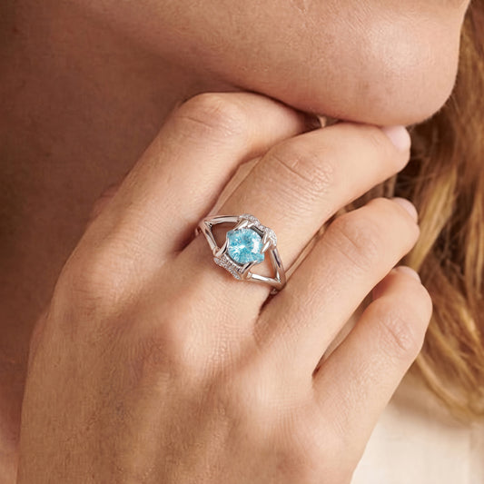 Gnoce Fangs Marquise-Cut Engagement Ring Platinum-plated Silver Blend_2