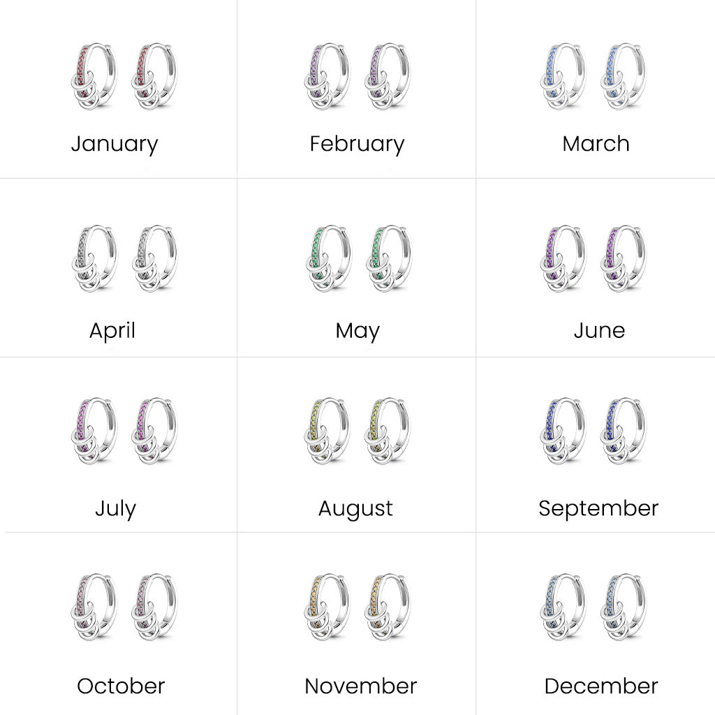 Gnoce Birthstone Hoop Earrings Platinum-plated Silver Blend_4