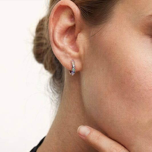 Gnoce Multicolor Hoop Earrings Platinum-plated Silver Blend_2