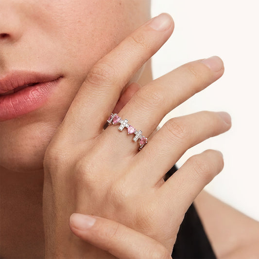 Gnoce Heart & Cross Ring Platinum-plated Silver Blend_2