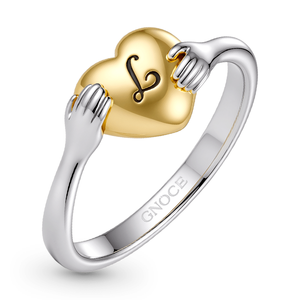 Gnoce Embrace Your Heart Engravable Ring Platinum-plated Silver Blend_5
