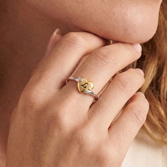Gnoce Embrace Your Heart Engravable Ring Platinum-plated Silver Blend_2