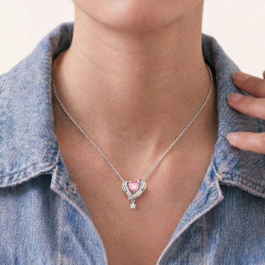 Gnoce Heart & Star Necklace Platinum-plated Silver Blend_2