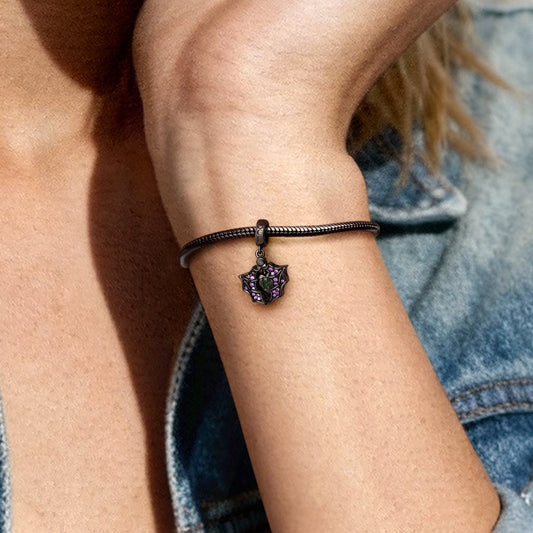 Gnoce Dark Sstyle Openable Bat & Heart Engravable Charm_2