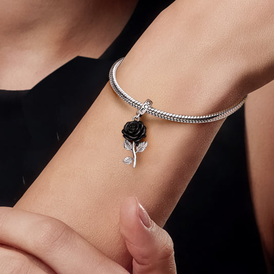 Gnoce Dark Style Rose Charm Platinum-plated Silver Blend_2