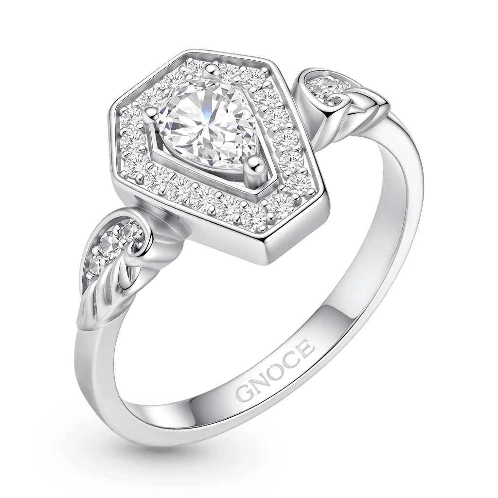 Gnoce Wings Pear-Cut Ring Platinum-plated Silver Blend_4