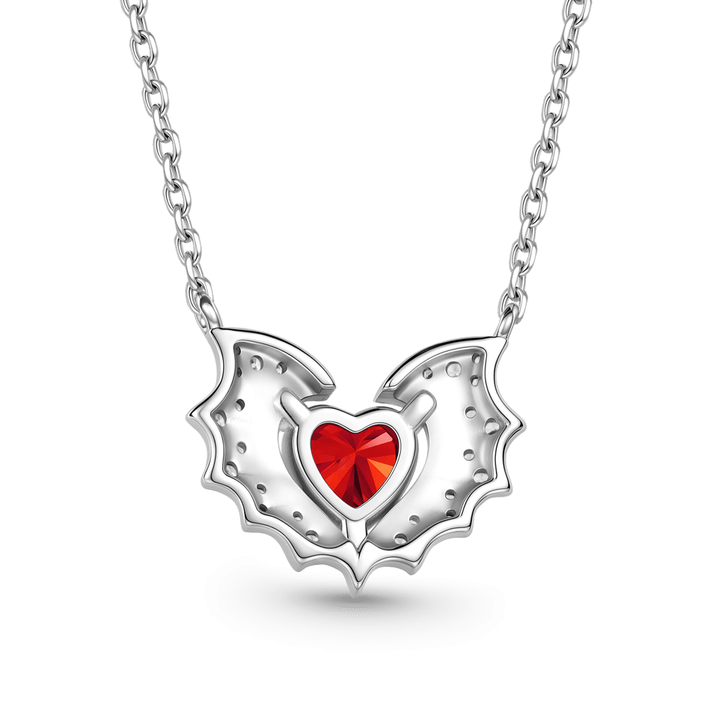 Gnoce Bat Wings & Heart Necklace Platinum-plated Silver Blend_5