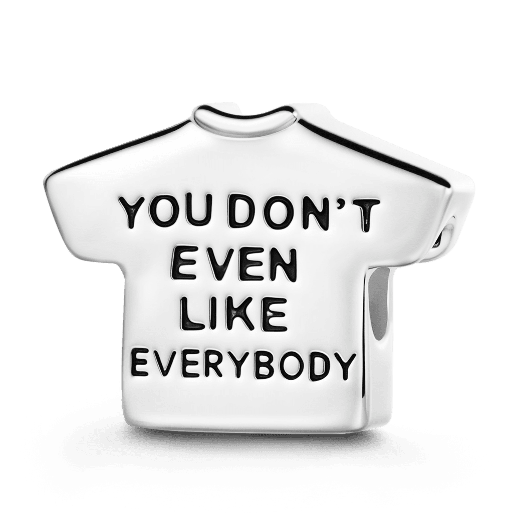Gnoce Short-Sleeved Shirt With Lettering Charm Platinum-plated Silver Blend_5