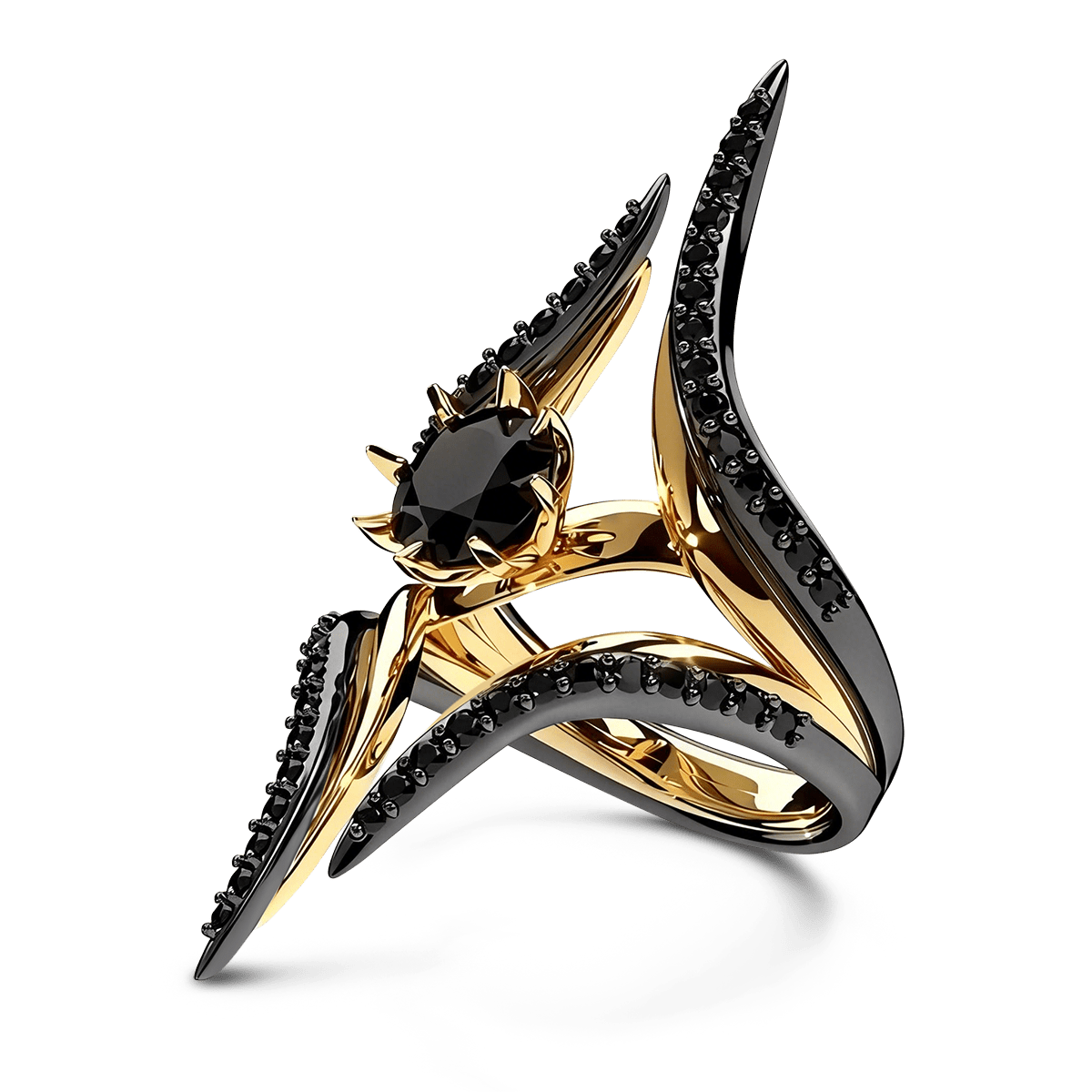 Gnoce Geometric Spire Round-Cut Moissanite Ring_5