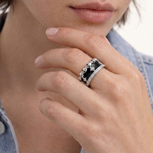 Gnoce Skull Gothic Skeleton Motif Ring Platinum-plated Silver Blend_2