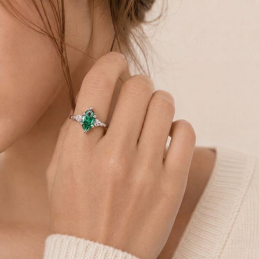 Gnoce Green Emerald Marquise-Cut Engagement Ring_2