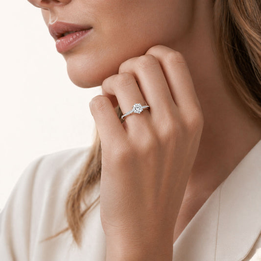 Gnoce Round Cut Cathedral Engagement Ring_5