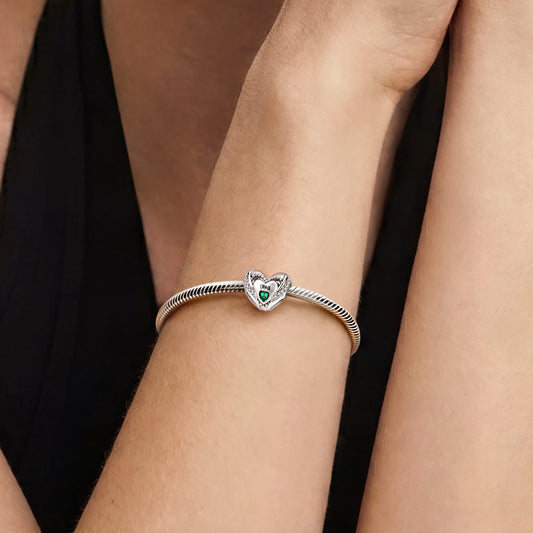 Gnoce Love Heart Birthstone Personalized Charm Platinum-plated Silver Blend_2