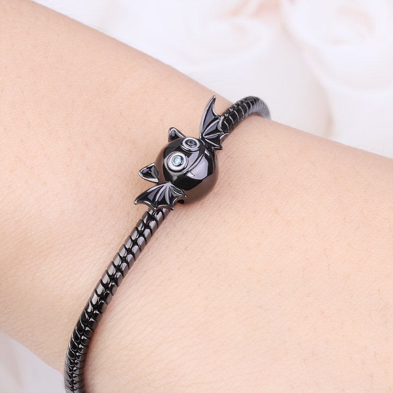 Gnoce "Adorable Evil Bat " Bead Charm in 925 Sterling Silver Black Plated_3