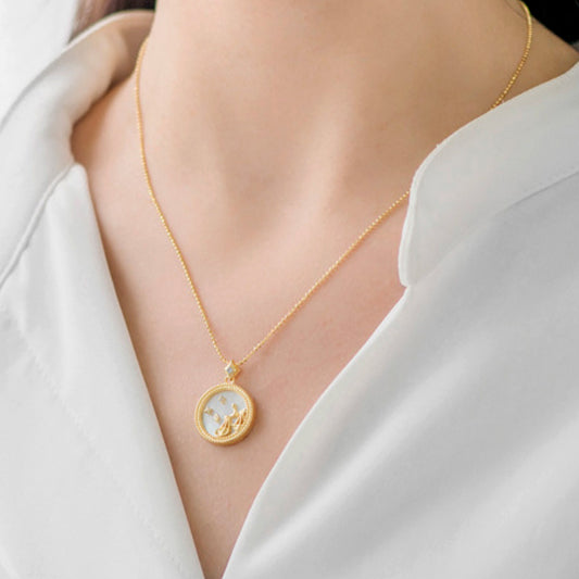 Zodiac Constellation Coin Fritillary Necklace 925 Sterling Silver Bead Chain_5