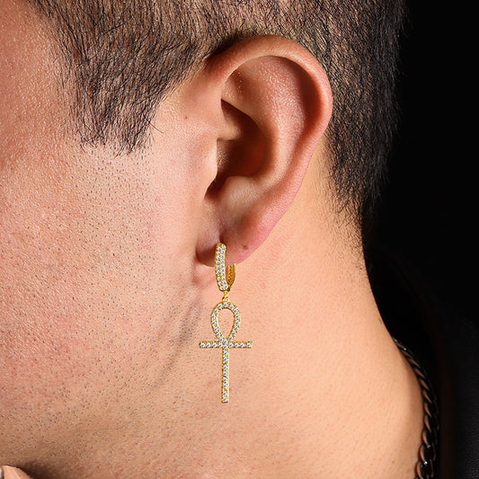 Golden Ankh Men's Dangle Earring_3