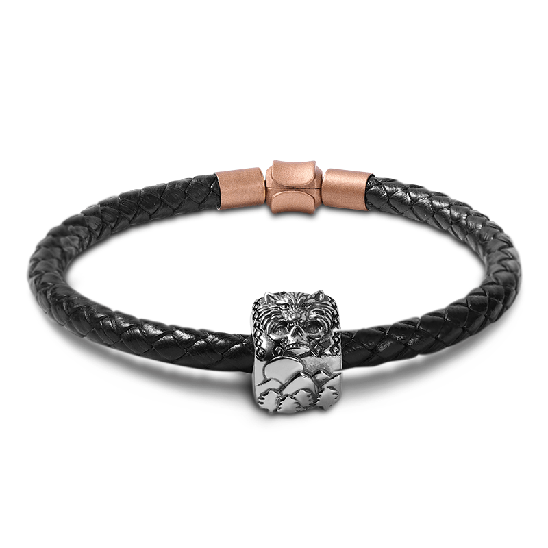 Wolf and Skull Square Charm Sterling Silver Jewelry for Men_2