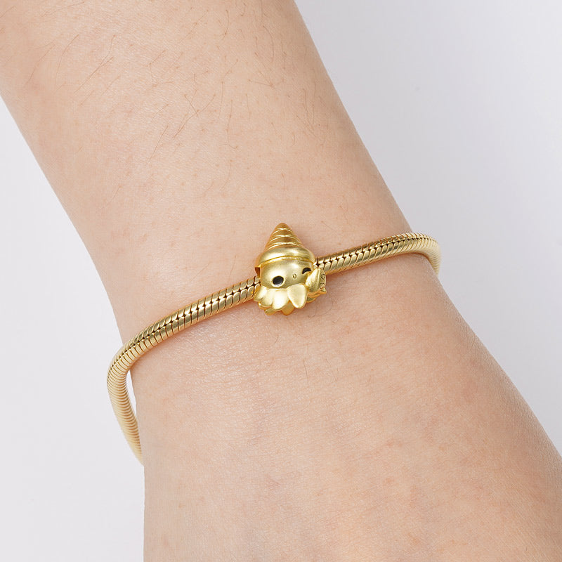Hermit Crab Charm Bead Sterling Silver 18K Gold Plated_3