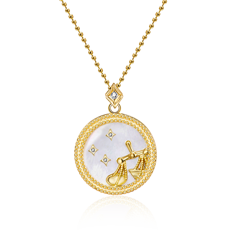 Zodiac Constellation Coin Fritillary Necklace 925 Sterling Silver Bead Chain_1