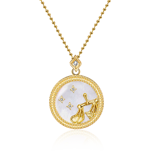 Zodiac Constellation Coin Fritillary Necklace 925 Sterling Silver Bead Chain_1