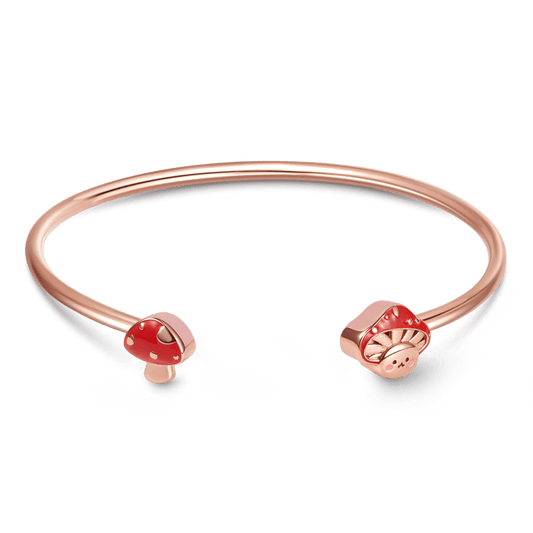 Cute Mushroom Baby Bangle Bracelet Sterling Silver 18K Rose Gold Plated_1