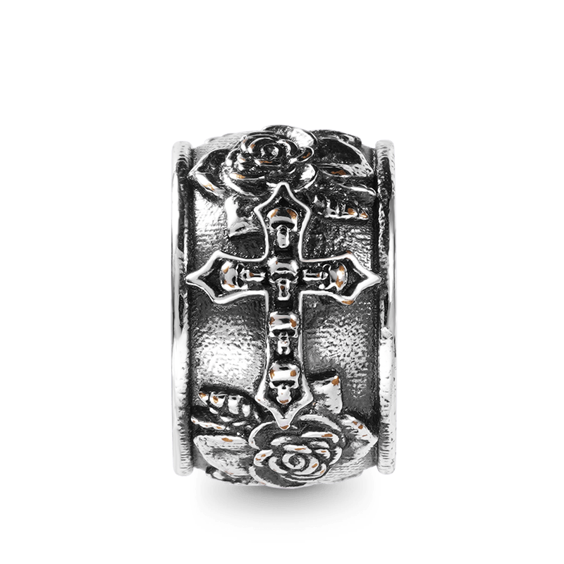 Skull Cross & Rose Men's Charm Bead Sterling Siver fit Men's Bracelet Jewelry for Men_1