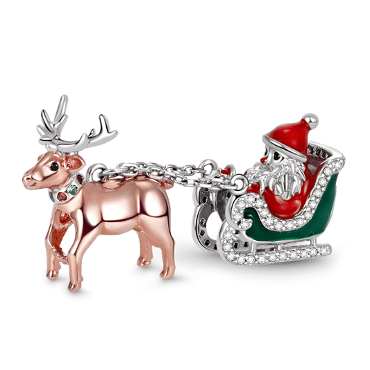 Gnoce "Merry Christmas" Santa Claus Is Coming To Town 925 Sterling Silver Bead Charm_1