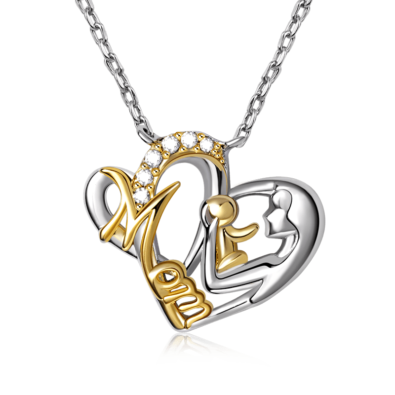 Mom Hugs Baby Necklace Sterling Silver 18K Gold Plated Mother's Day Gift_1
