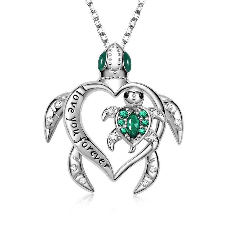 Turtle " I love you forever" Parent-child Necklace Mother's Day and Father's Day Gift_1