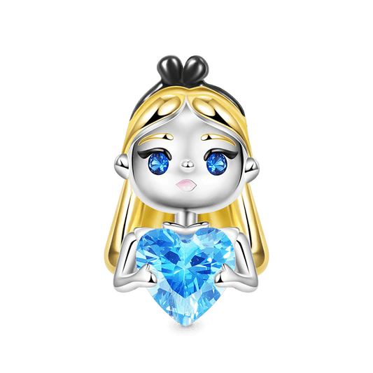Lovely Alice Embraces Heart Gemstone Charm Bead 925 Sterling Silver 18K Gold Plated_1