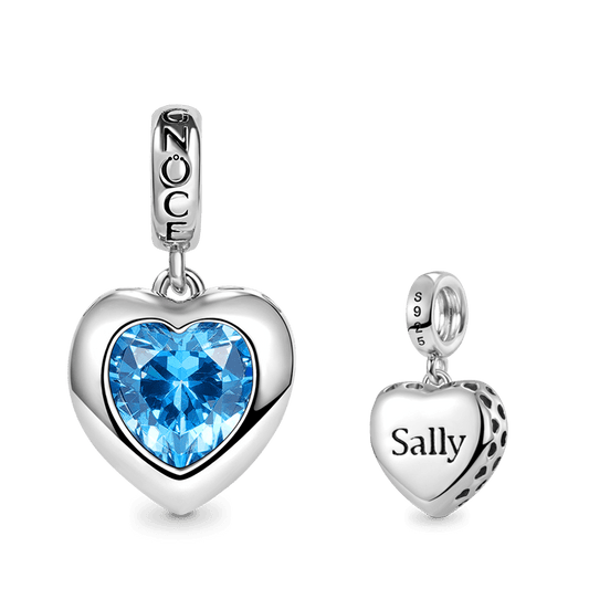 Engravable Birthstone Heart Pendant Dangle Charm 925 Sterling Silver_1