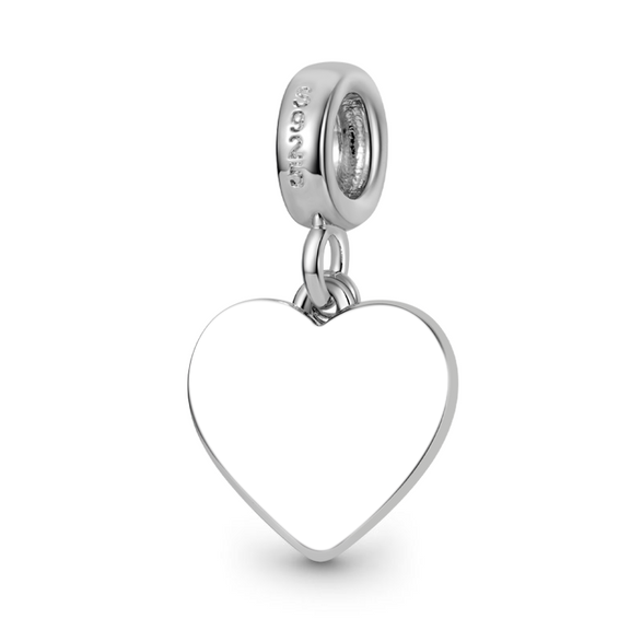 Gnoce Engravable Heart & Key Charm Platinum-plated Silver Blend