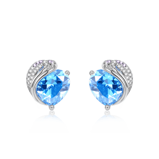 Gnoce Blue Knotted Heart Stud Earrings_1
