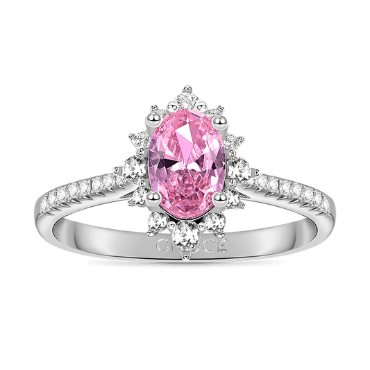Gnoce Four Prong Oval Pink Halo Engagement Ring_1