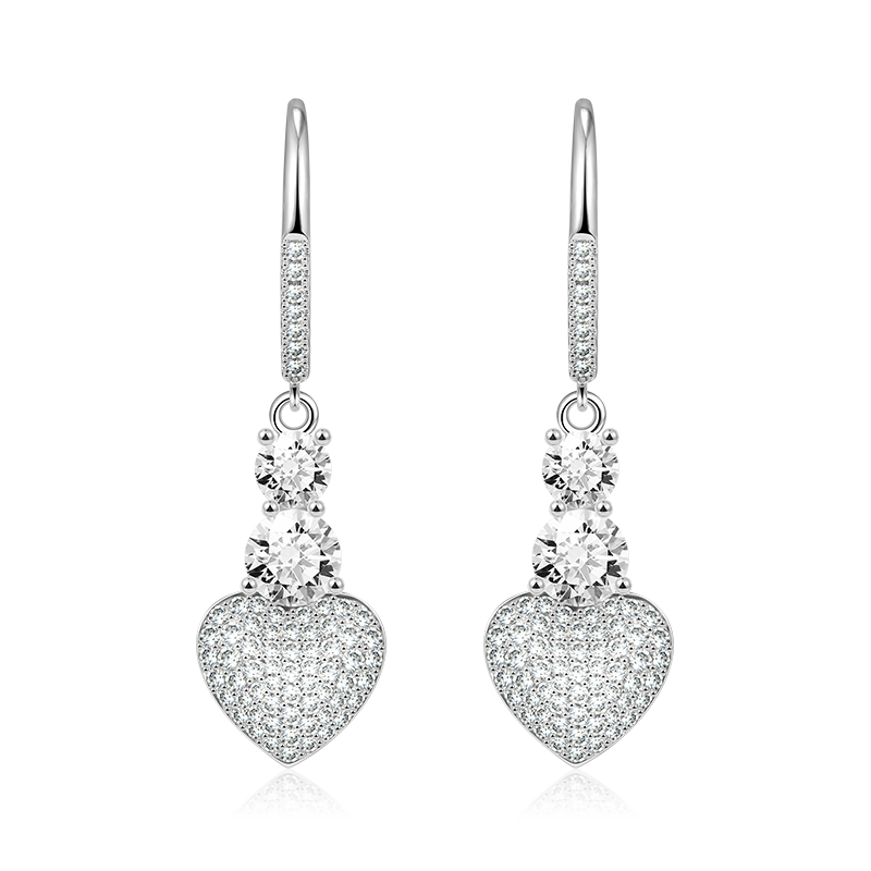 Gnoce Sparkling Heart Leverback Dangle Earrings_1
