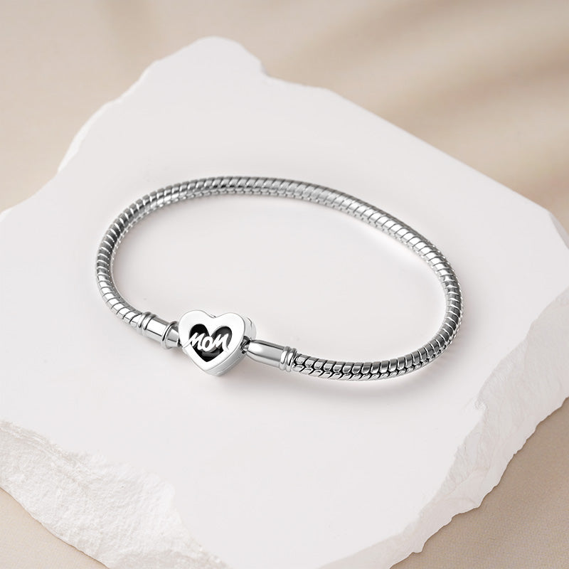 Gnoce Love Mom Basic Snake Chain Bracelet Platinum-plated Silver Blend_4