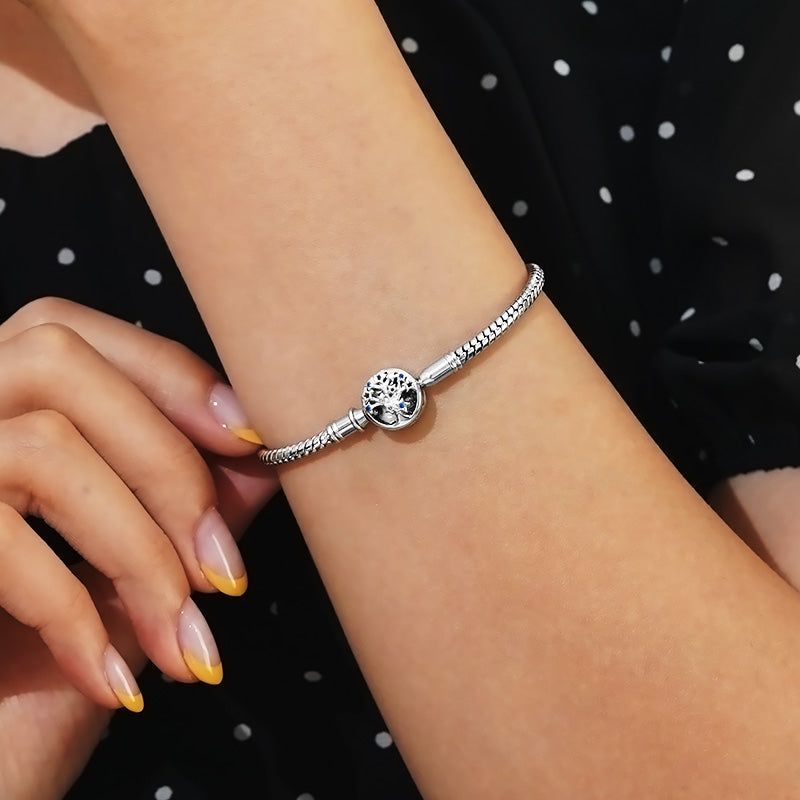Gnoce Tree of Life Snake Chain Bracelet Platinum-plated Silver Blend_5
