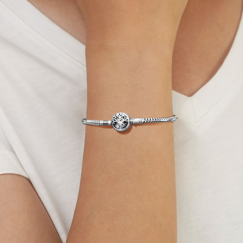 Gnoce Tree of Life Snake Chain Bracelet Platinum-plated Silver Blend_7
