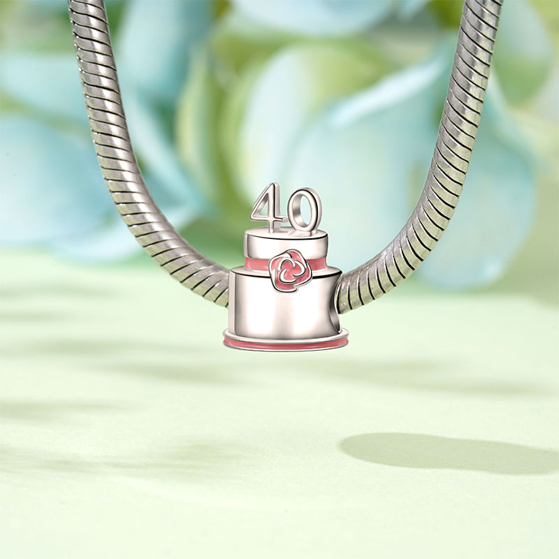 Gnoce Happy "40th Birthday Cake" with Flower Charm_3