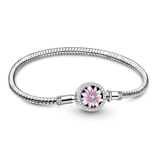 Gnoce Pink Daisy Basic Snake Chain Bracelet_1