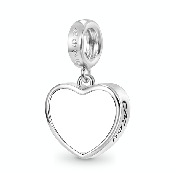 Gnoce May.Birthstone Heart Engravable Charm Platinum-plated Silver Blend
