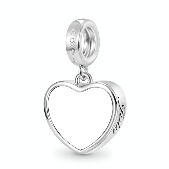 Gnoce Jul.Birthstone Heart Engravable Charm Platinum-plated Silver Blend